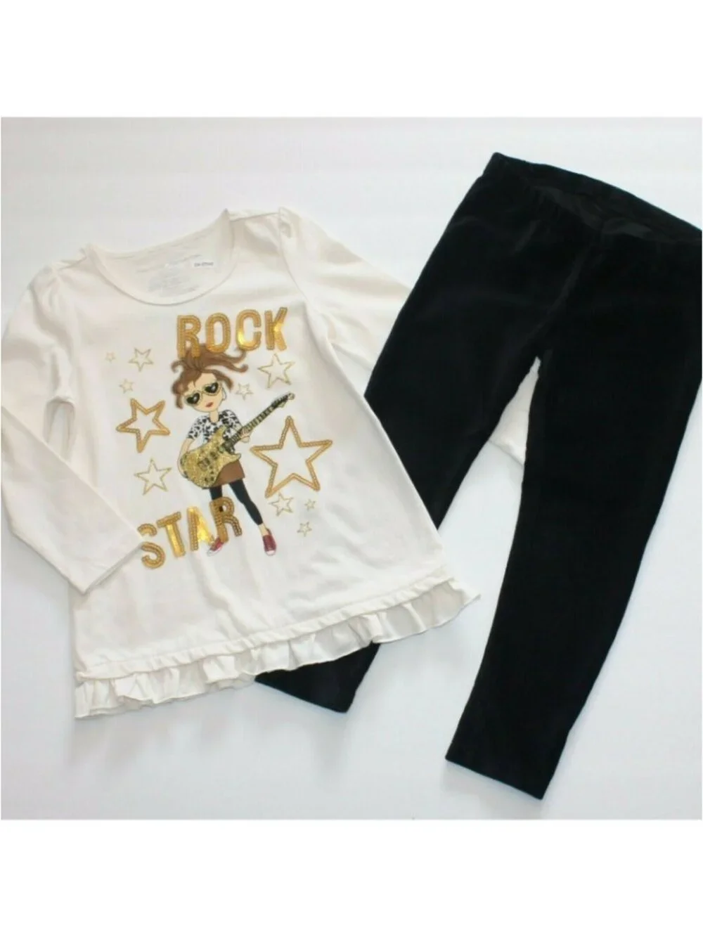 Freestyle Revolution Girl's Rock Star Top Shirt Velour Leggings Pants Outfit 4T
